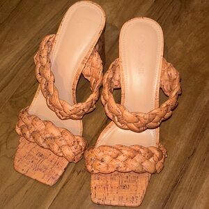 Braided Cork Platform Sandals